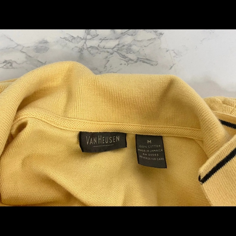 Van Heusen NATURE SWEET Company Polo Mens M Yellow Short Sleeve Shirt C​​​ - Picture 5 of 5